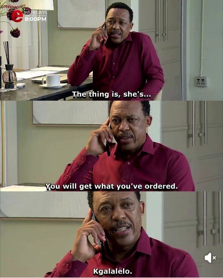 Guyyssss Kgalalelo is an order now?! 

 #etvScandal.